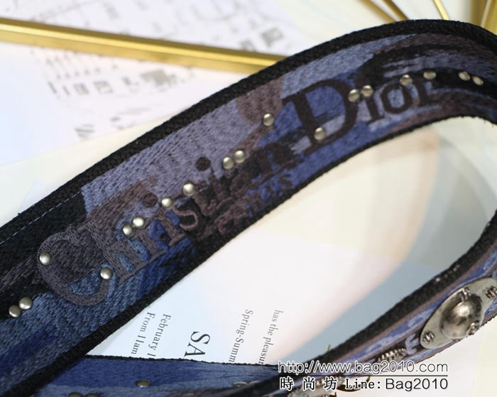 DIOR迪奧 復古羅馬肩帶 深藍色肩帶 復古銀色飾章  zdo1113